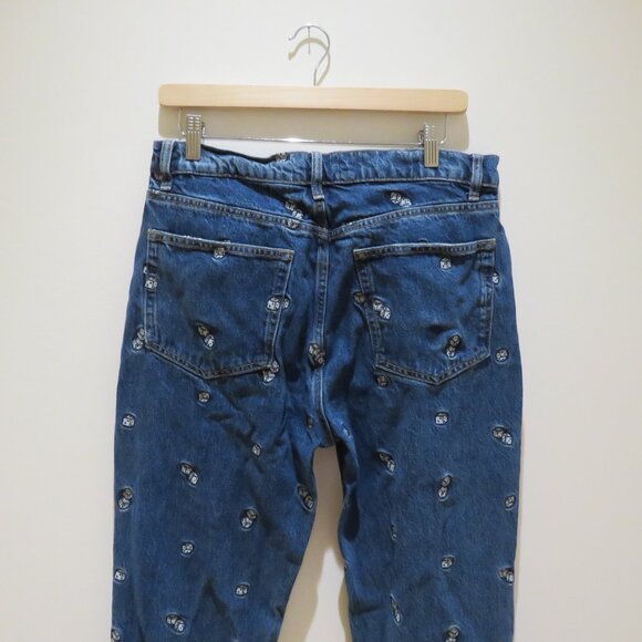 REFORMATION Dice Embroidery High Rise Straight Jeans Vegas Cropped Size 30 - Picture 11 of 16